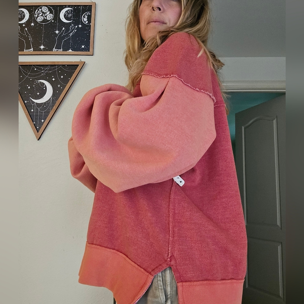 We The Free Two-Tone Pink Cowl Neck Sweater - Picture 8 of 9